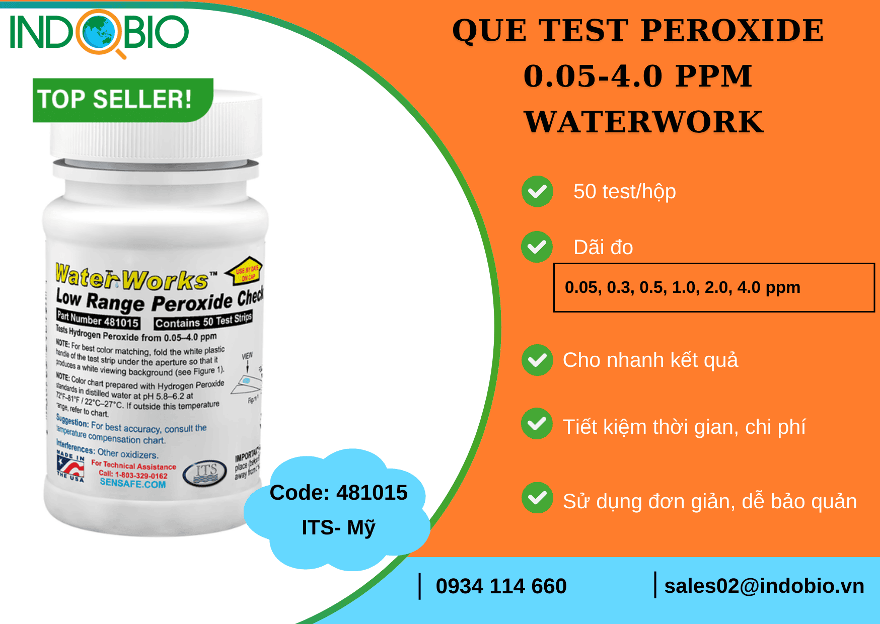 Test nhanh Hydrogen Peroxide (H2O2) WaterWorks 481015